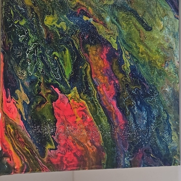 Hand Crafted modern art fluid acrylic pour handmade bohemian artwork wall decor - Picture 11 of 12